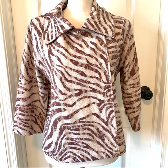 CHICO’S Zebra Print Lace Overlay Cardigan/Jacket - Picture 1 of 8